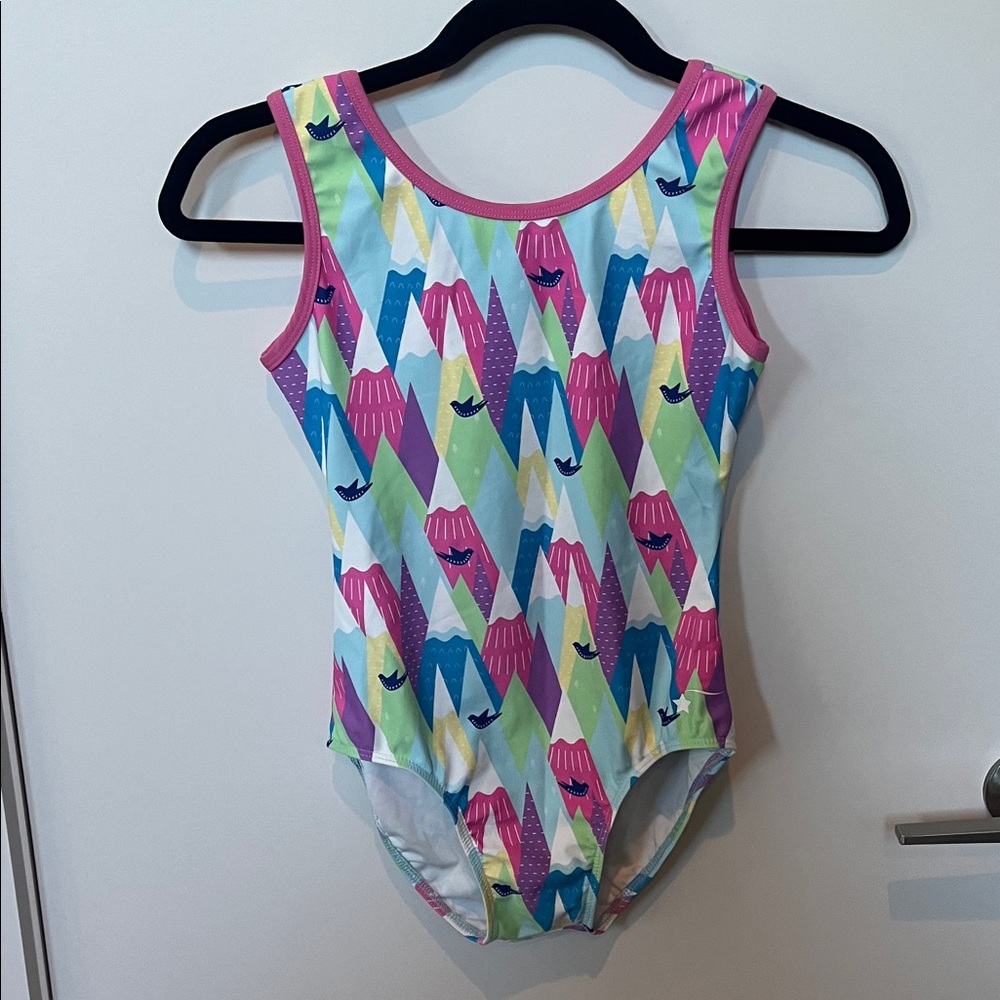 Destira Colorful Geometric Patterned Gymnastics Leotard.